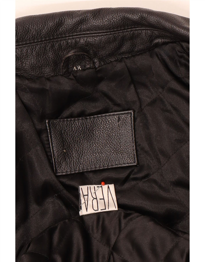 Giacca blazer in pelle vintage da uomo a 3 bottoni IT 48 in pelle nera media