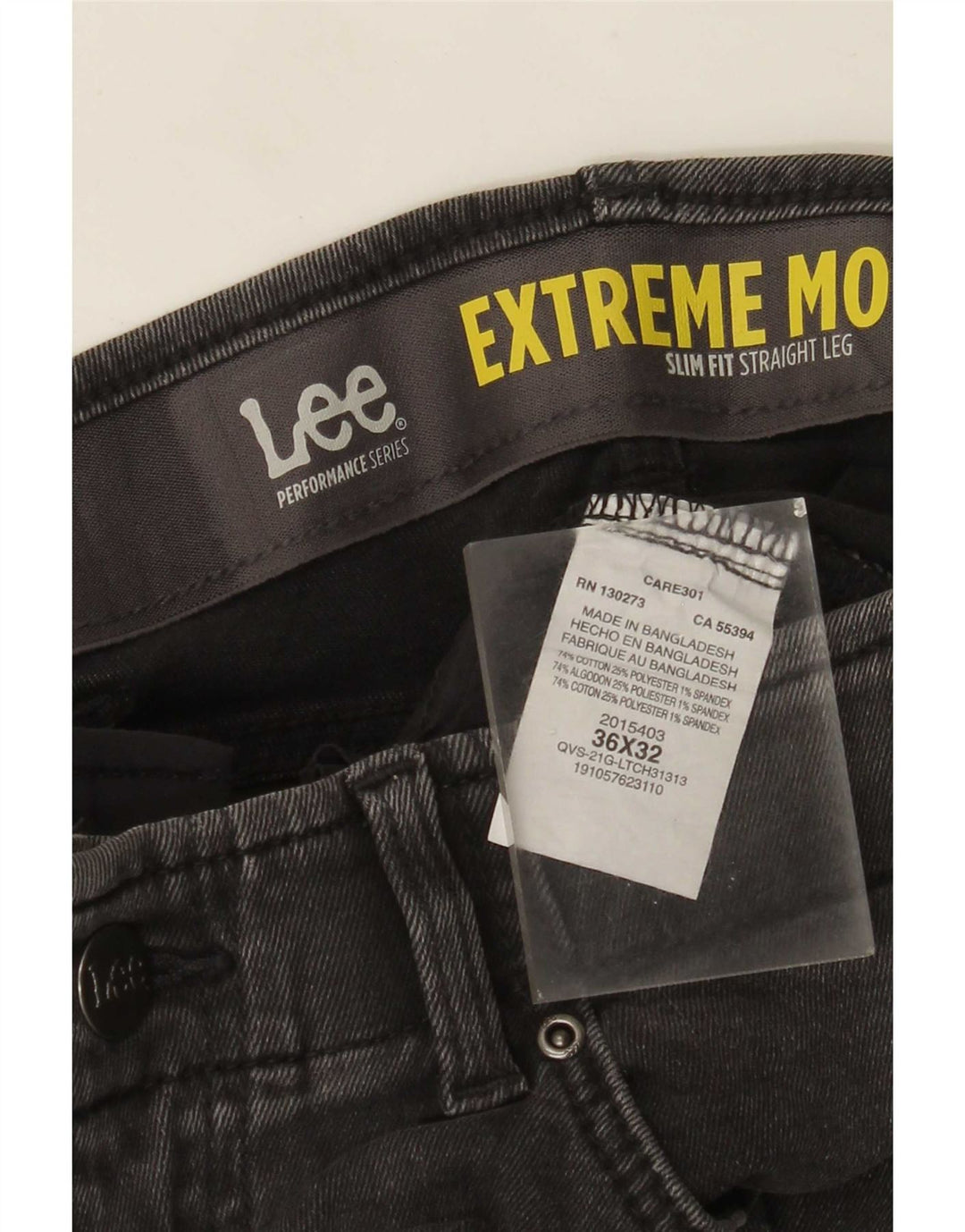 Jeans dritti slim fit da uomo Lee W36 L32 cotone grigio
