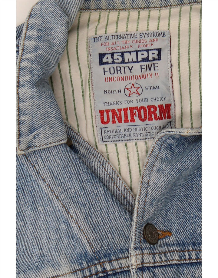 Giacca in denim con grafica corta UNIFORM da donna UK 14 grande blu