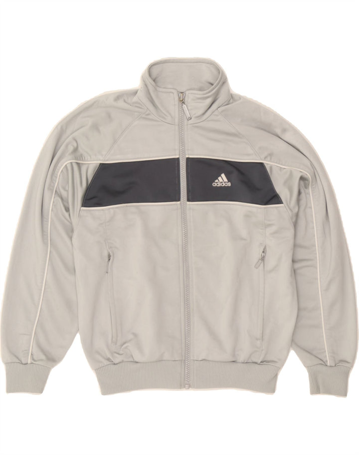 ADIDAS Boys Graphic Tracksuit Top Jacket 9-10 Years Grey Colourblock Vintage Adidas and Second-Hand Adidas from Messina Hembry 