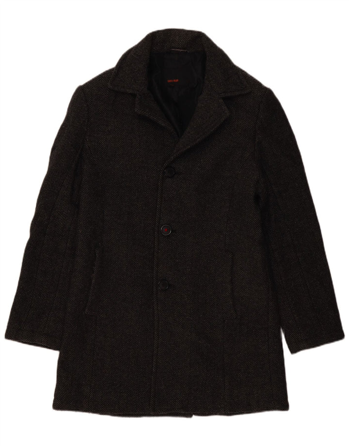 Cappotto da uomo Zara UK 38 Lana a spina di pesce grigio medio