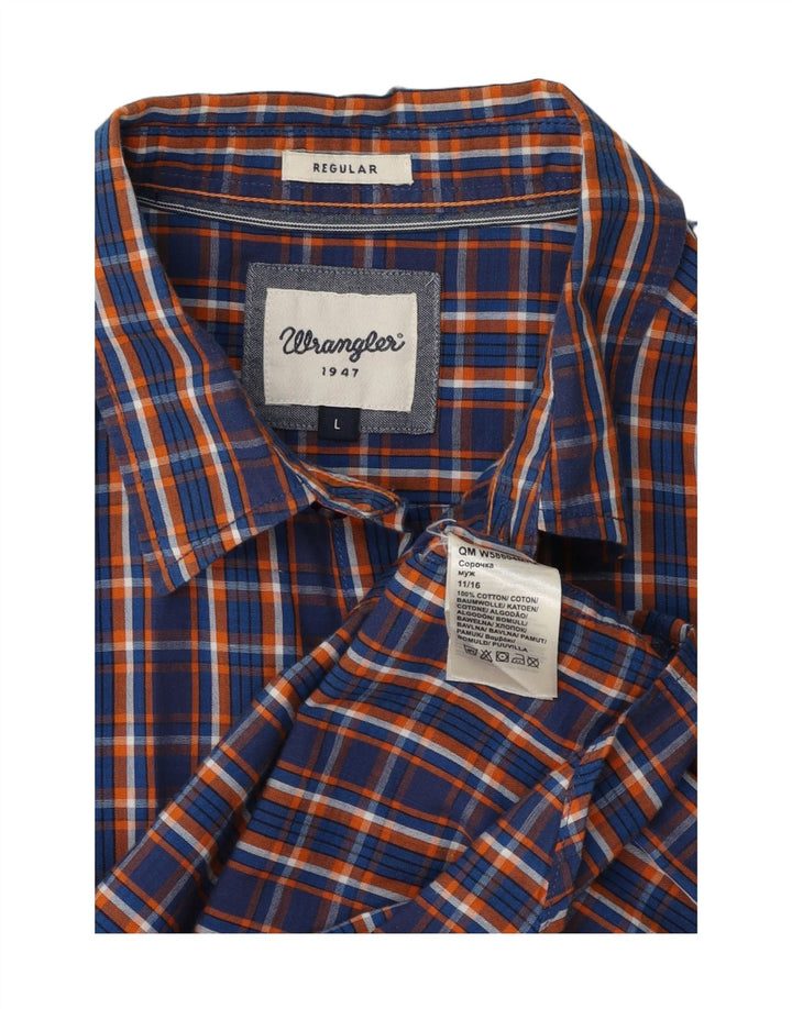Camicia da uomo Wrangler a maniche corte, vestibilità regolare, grande, in cotone a quadri blu navy