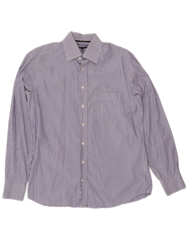 TOMMY HILFIGER Camicia da uomo Taglia 14 1/2 37 Piccolo cotone gessato blu