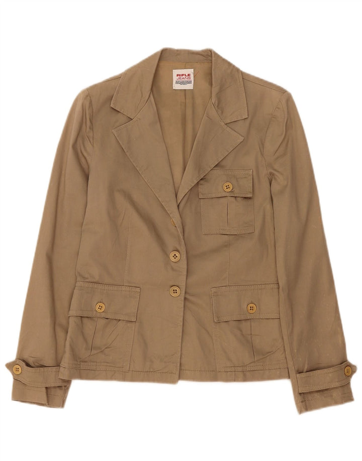RIFLE Womens 3 Button Blazer Jacket IT 42 Medium Beige