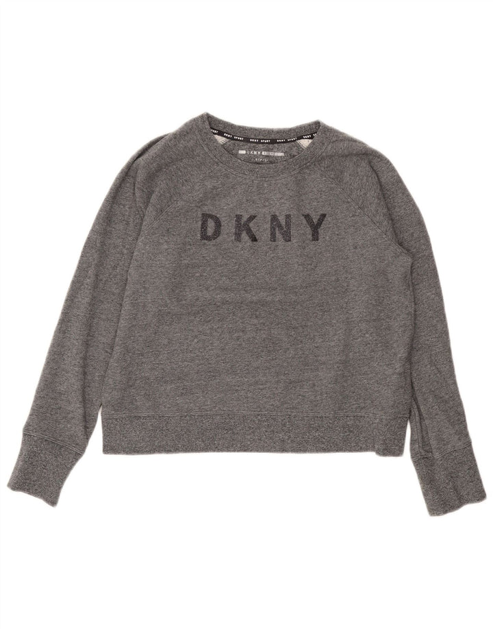 Felpa con grafica corta da donna Dkny UK 10 piccola grigia chiazzata
