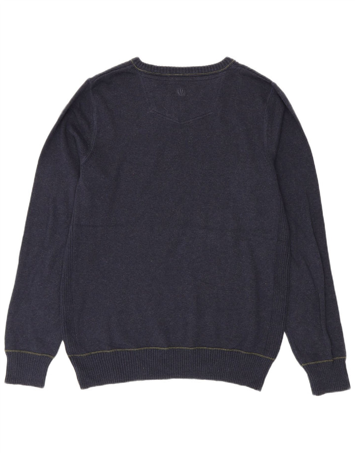 Maglione da uomo con scollo a V Fat Face, cotone medio blu navy