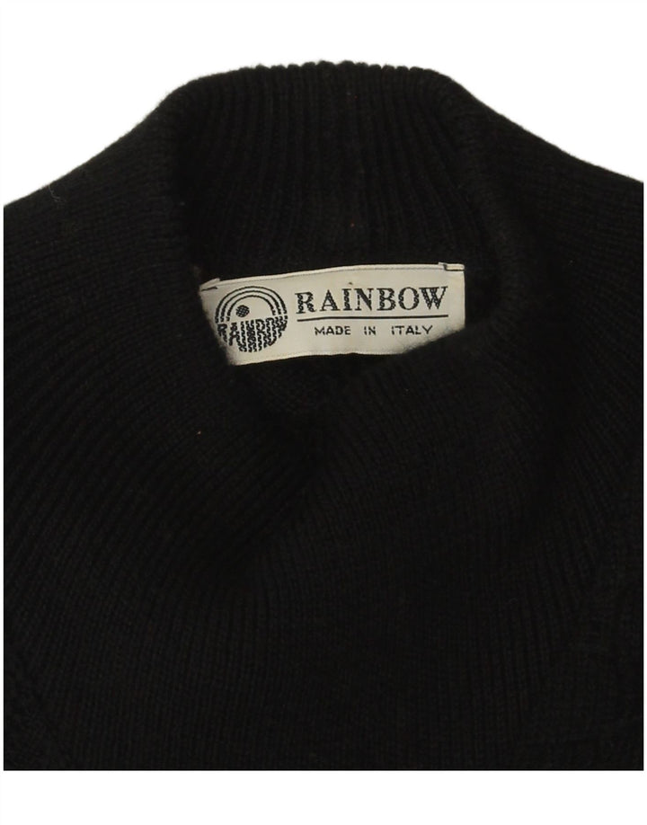 Maglione da uomo con collo alto arcobaleno, grande blocco di colore nero