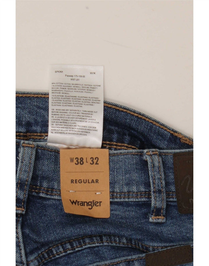 Jeans dritti regolari da uomo Wrangler W38 L32 cotone blu