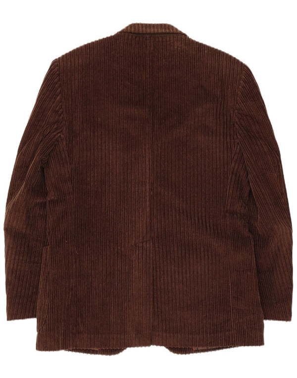 Giacca blazer vintage da uomo in velluto a coste a 3 bottoni IT 50 grande in cotone marrone