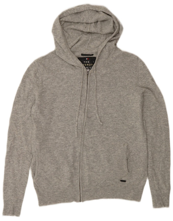 Maglione cardigan con zip intera e cappuccio da donna Superdry UK 14 Grigio medio chiazzato