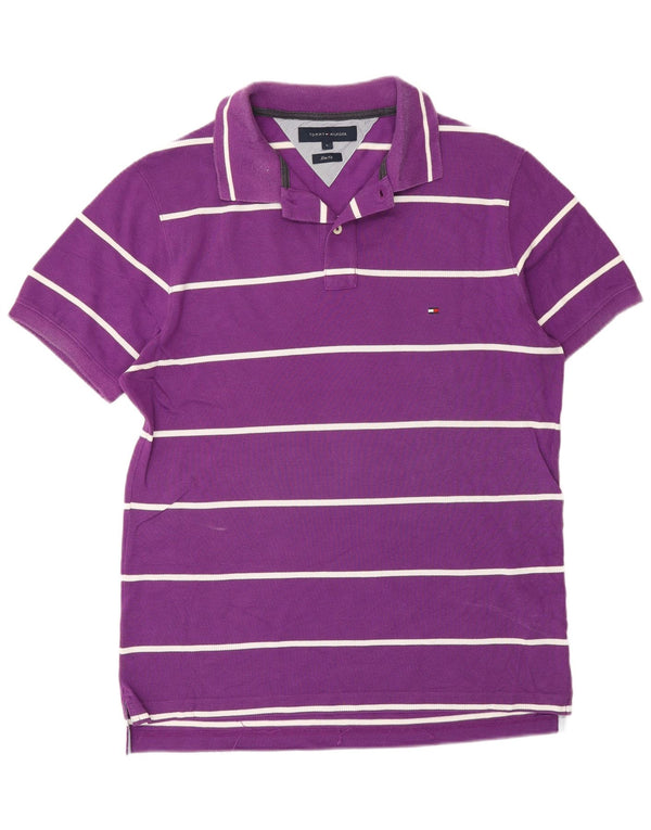 Polo da uomo slim fit Tommy Hilfiger grande cotone a righe viola