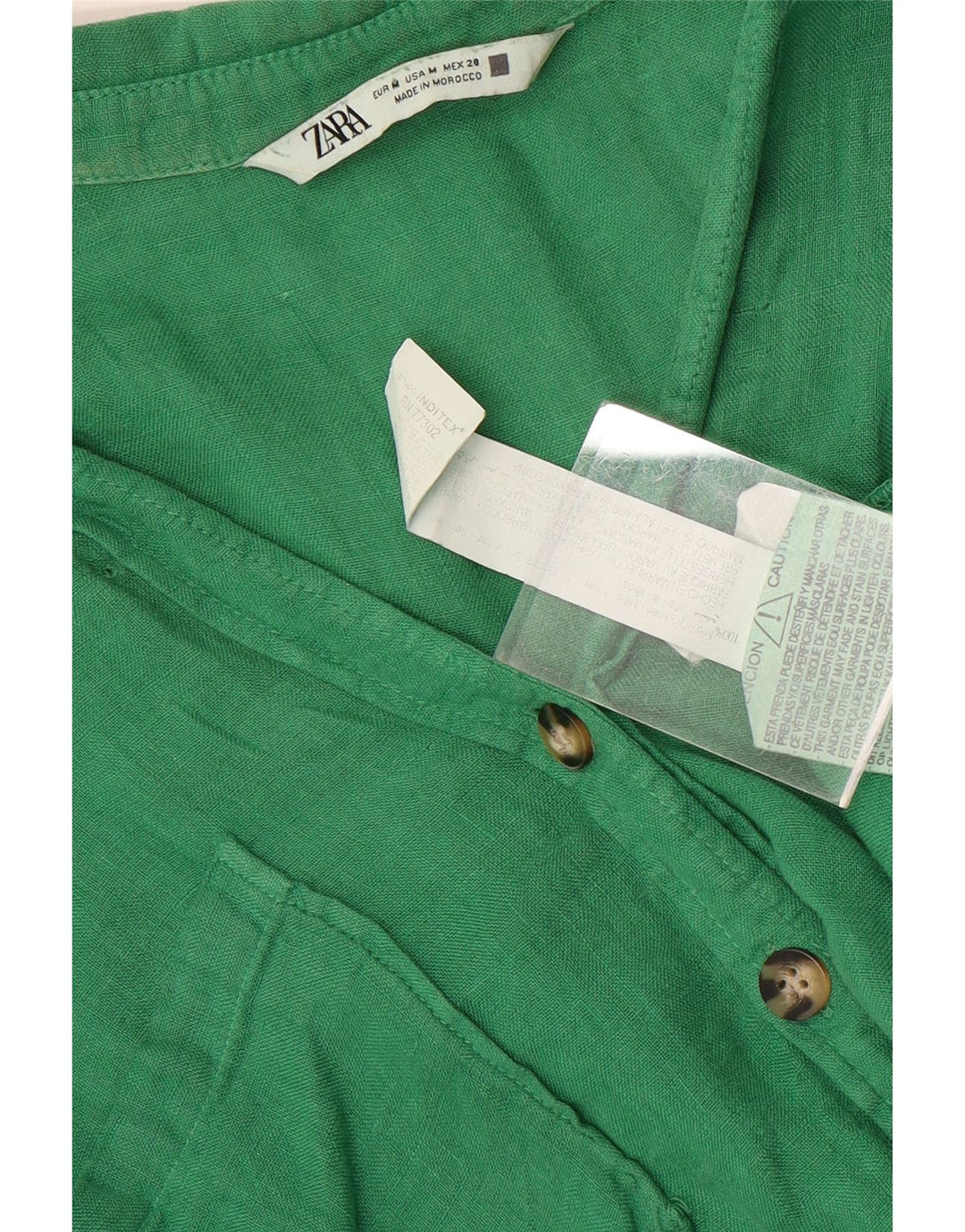 Zara Camicia a maniche corte corta oversize da donna, camicetta UK 14 Verde medio