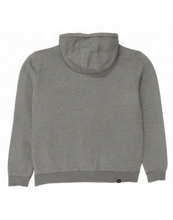 Felpa con cappuccio grafica da uomo Puma piccola in cotone chiazzato grigio