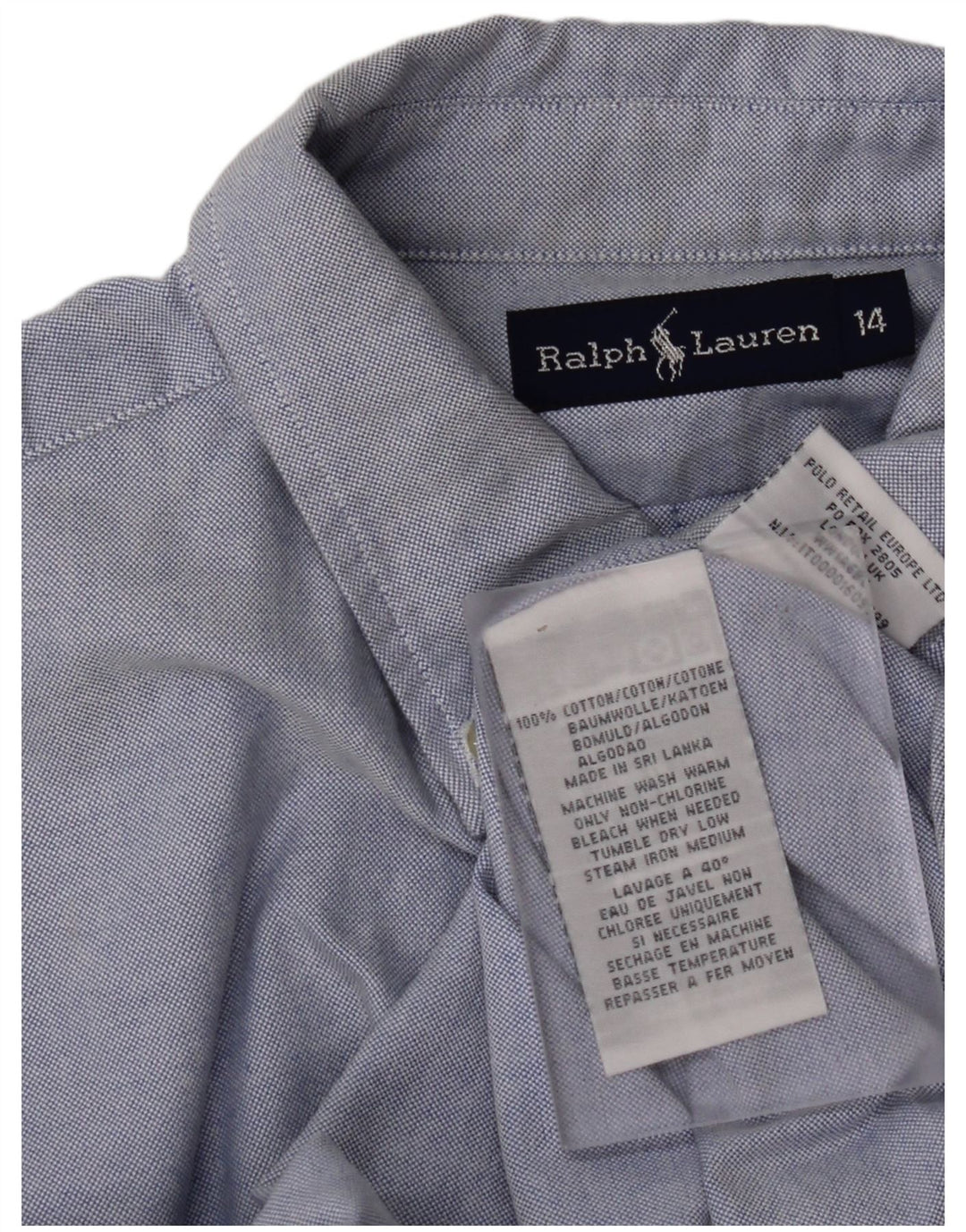 RALPH LAUREN Camicia Bambino 13-14 Anni Cotone Blu
