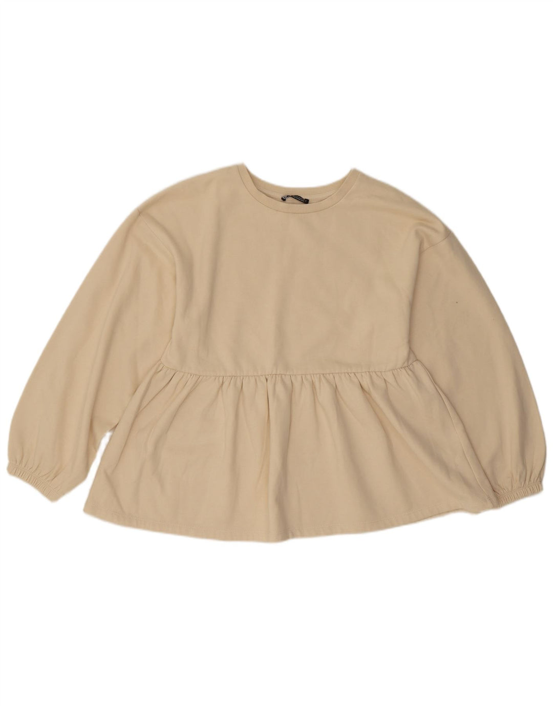 Felpa da donna Zara UK 14 cotone bianco sporco medio