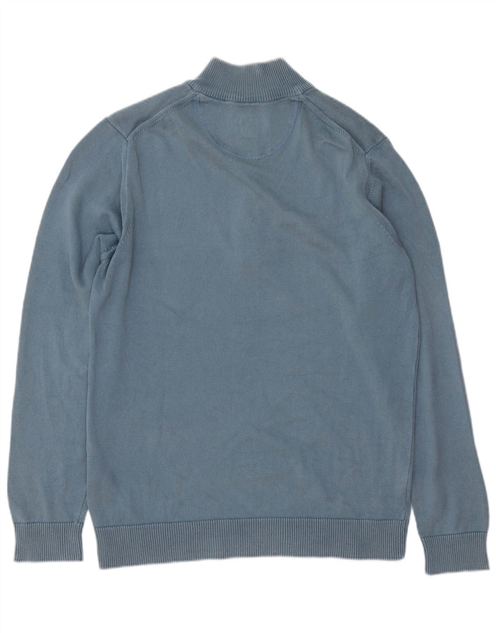 MARLBORO CLASSICS Maglione da uomo con zip e collo grande in cotone blu