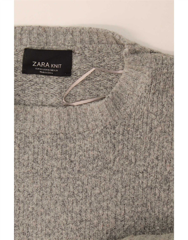 Maglione maglione girocollo oversize da donna Zara UK 14 Grigio medio