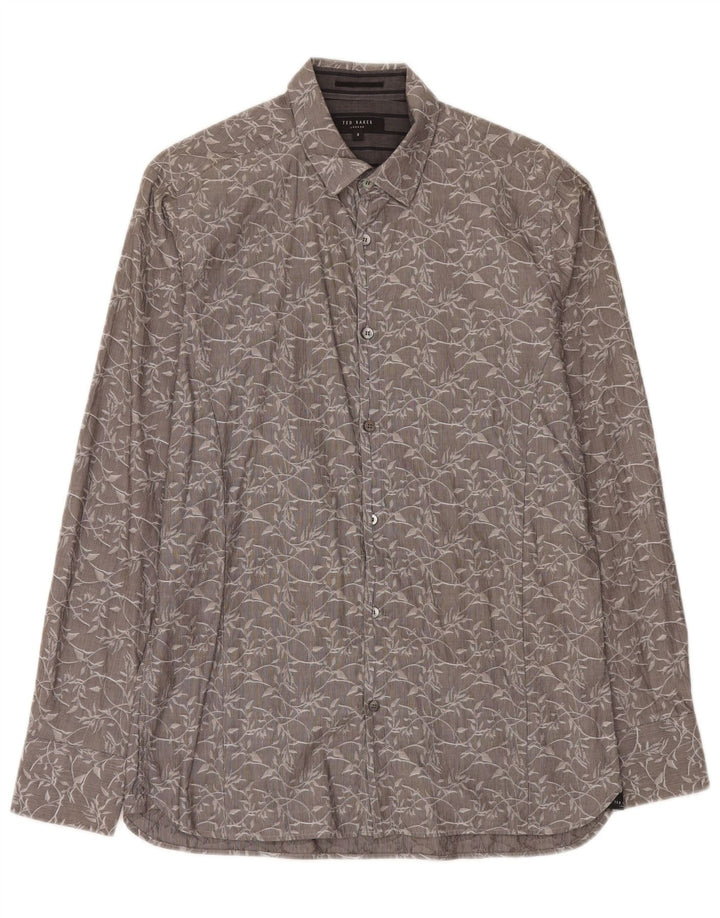 Camicia da uomo Ted Baker taglia 3 grigio medio floreale