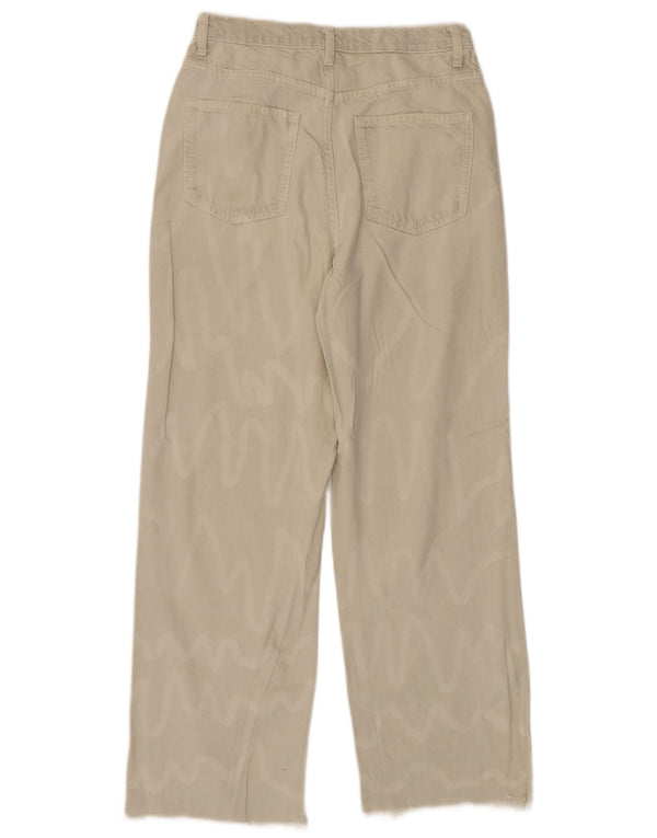 Jeans dritti a vita alta da donna Zara EU 38 piccoli W28 L28 a righe beige