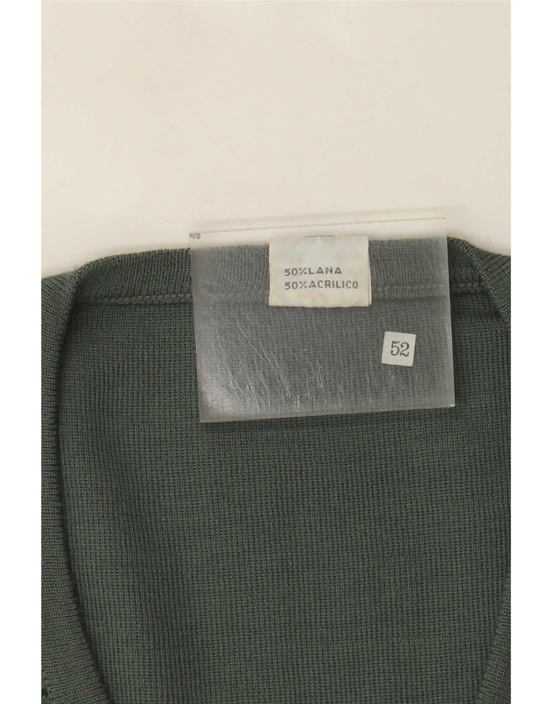 Canotta vintage da uomo IT 52 Lana geometrica verde grande