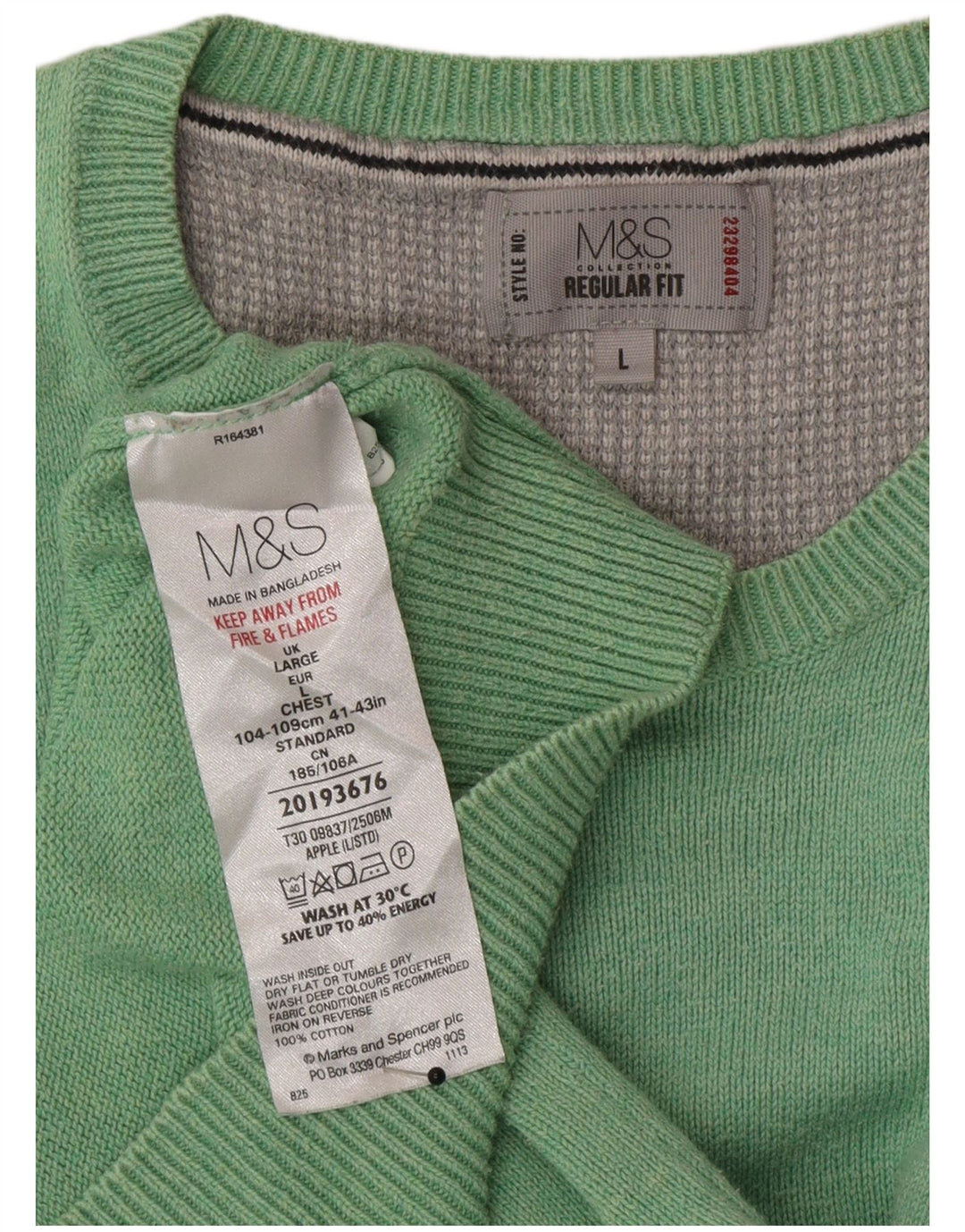 Maglione maglione girocollo vestibilità regolare da uomo Marks & Spencer grande verde