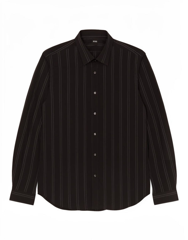 Camicia da uomo Hugo Boss taglia 43/44 XL cotone a righe nere
