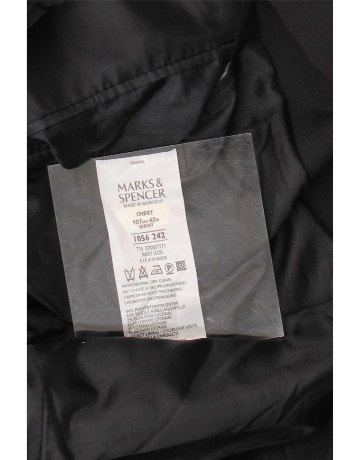 Marks & Spencer Giacca blazer a 3 bottoni da uomo UK 42 Large Blu Navy Poliestere