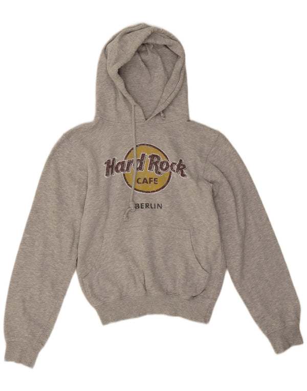 Felpa con cappuccio grafica da donna Hard Rock Cafe Berlin, UK 10, piccola, in cotone grigio