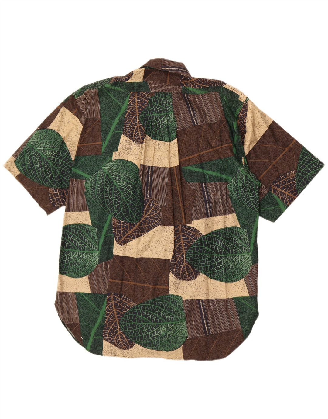 Casucci Camicia a maniche corte da uomo grande patchwork marrone