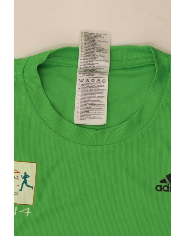 T-shirt grafica Adidas da uomo Aohna Top in poliestere verde medio
