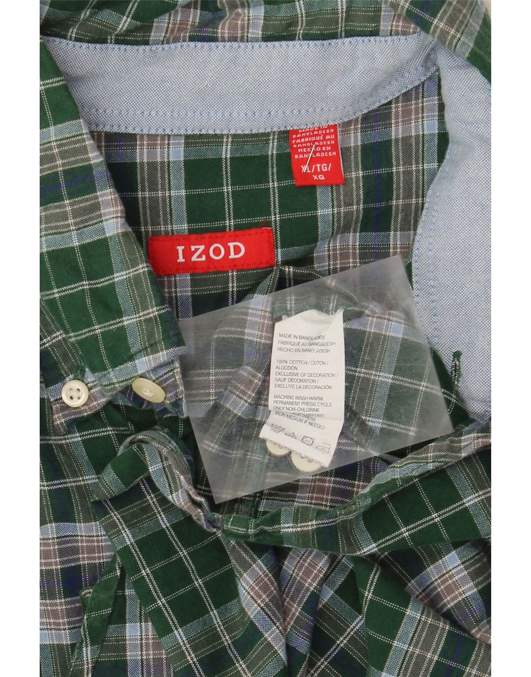 Camicia da uomo IZOD XL in cotone a quadri verdi
