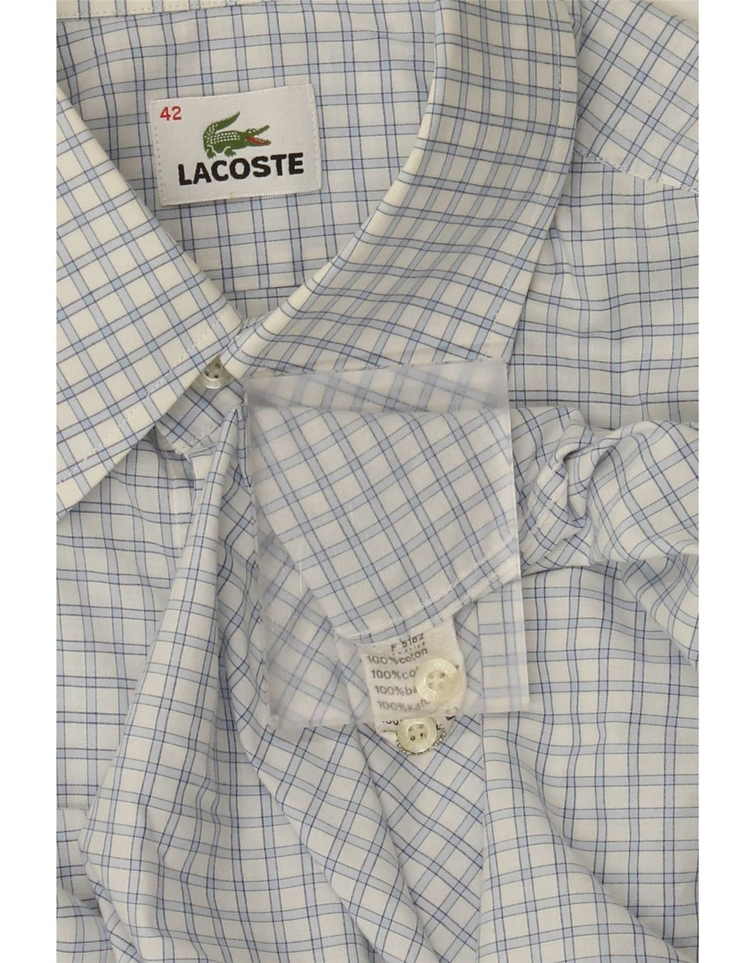 Camicia da uomo Lacoste taglia 42 grande cotone a quadri blu