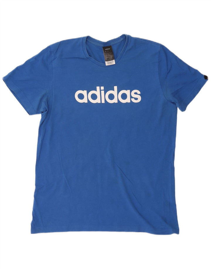T-shirt grafica da uomo ADIDAS Top grande in cotone blu