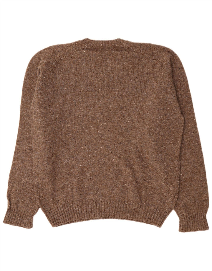 Maglione da uomo Boggi con scollo a V, lana vergine screziata marrone medio
