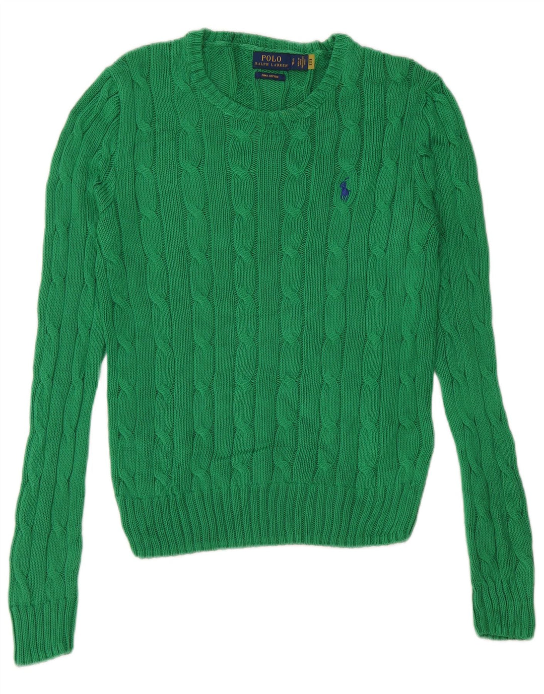 POLO RALPH LAUREN Maglione maglione girocollo da donna UK 10 piccolo cotone verde