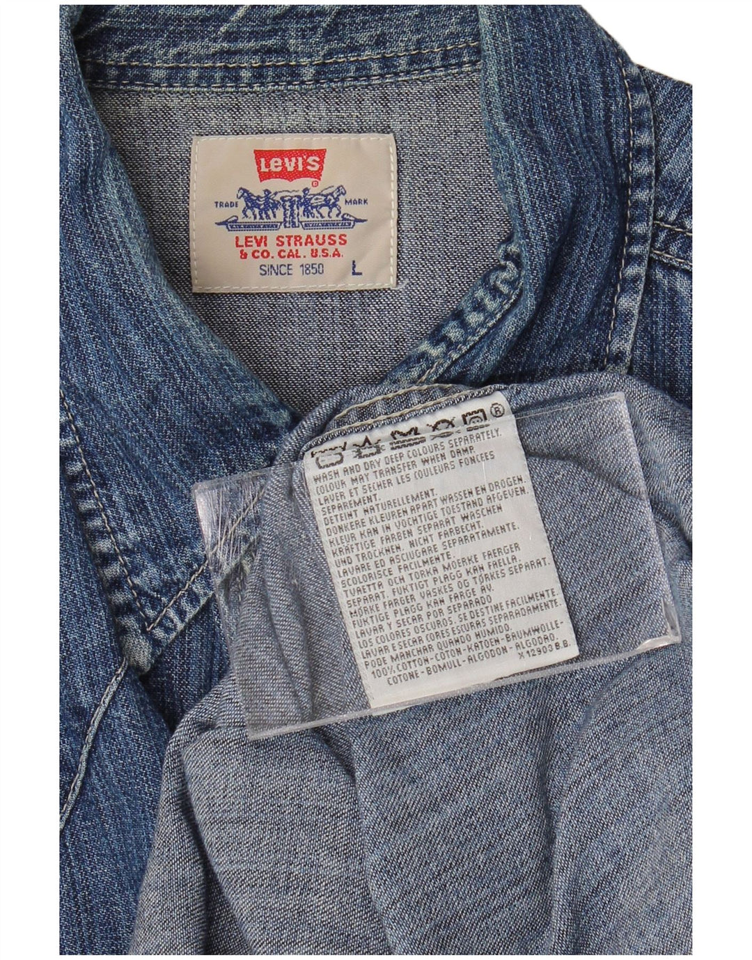 Camicia di jeans da uomo Levi's Large in cotone blu