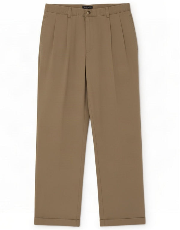 Pantaloni chino da uomo con pegging Izod W32 L30 cotone kaki