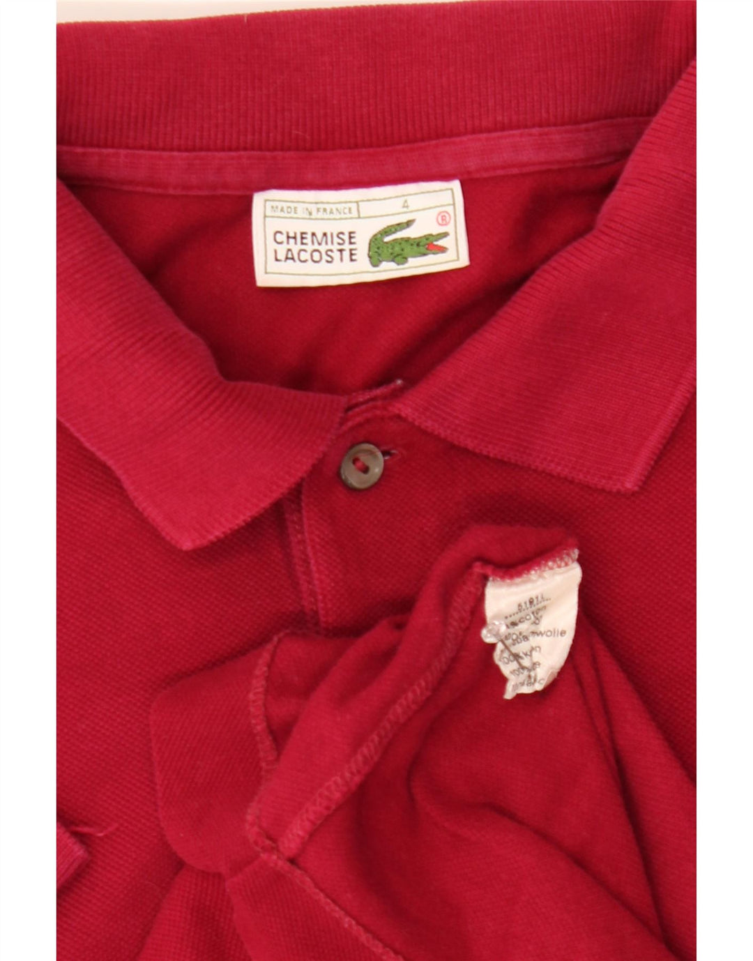 Polo da uomo Lacoste taglia 4 in cotone bordeaux medio
