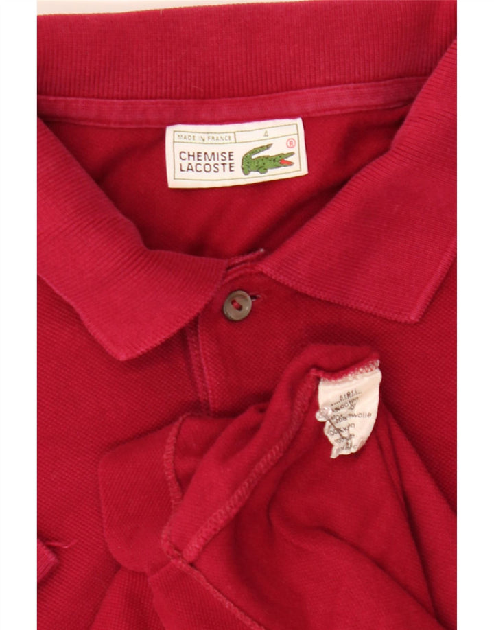 Polo da uomo Lacoste taglia 4 in cotone bordeaux medio