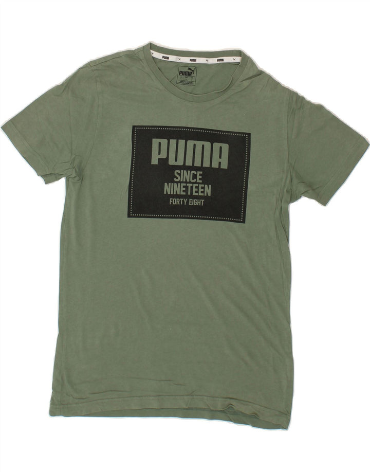 PUMA Mens Graphic T-Shirt Top Small Green Cotton Vintage Puma and Second-Hand Puma from Messina Hembry 