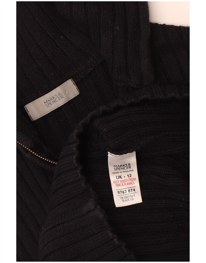 MARKS & SPENCER Maglione cardigan da donna UK 12 Cotone nero medio
