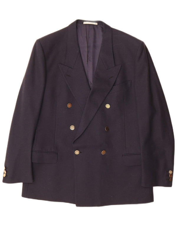 Giacca blazer doppiopetto da uomo Emanuel Ungaro UK 42 XL Blu Navy