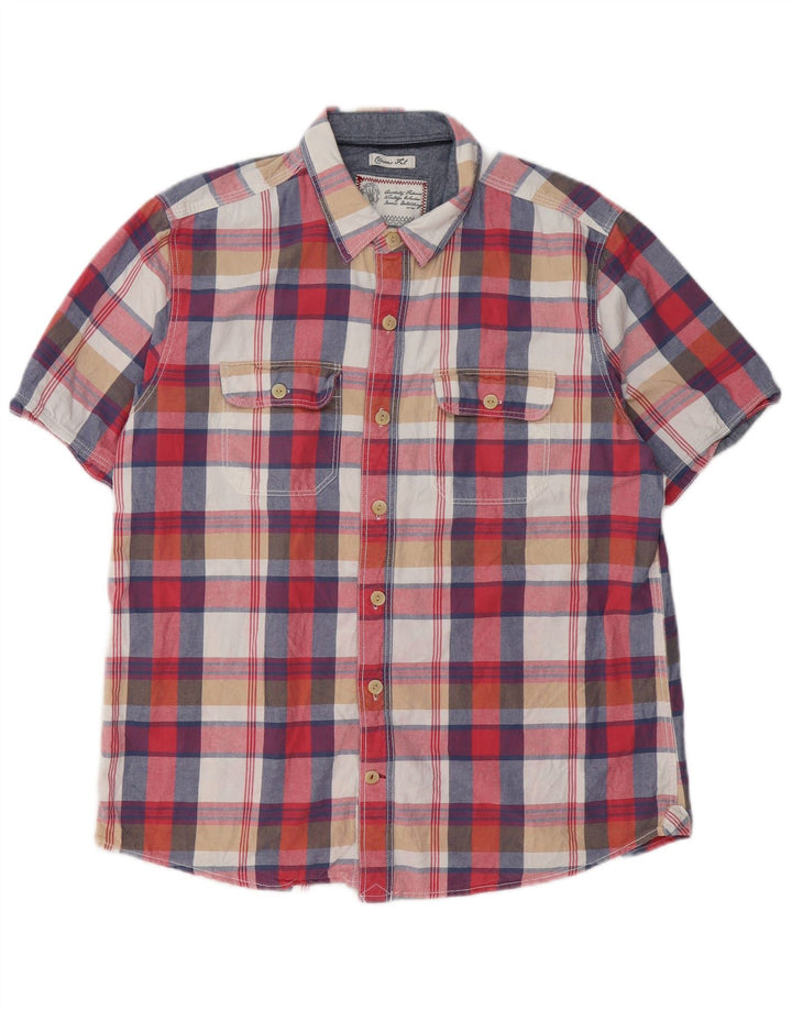 Fat Face Camicia da uomo a maniche corte dal taglio classico, grande motivo a quadri multicolore