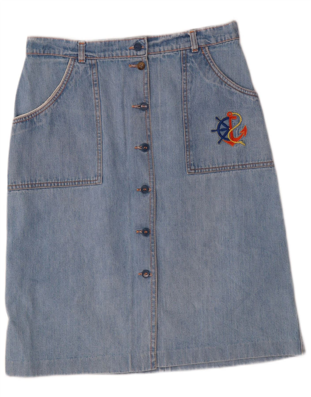 Gonna di jeans vintage da donna W32 grande blu
