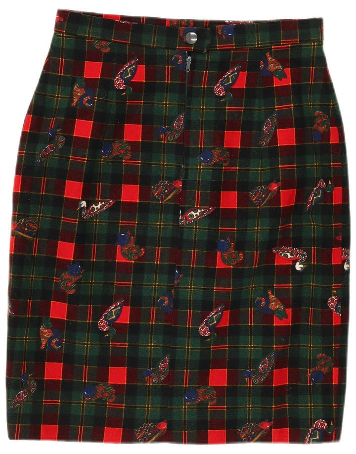 Gonna a tubino grafica vintage da donna W26 piccolo quadretto verde