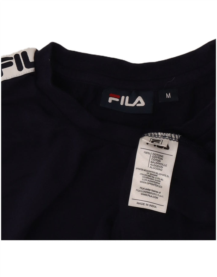 T-shirt grafica da uomo Fila Top in cotone color block medio blu navy