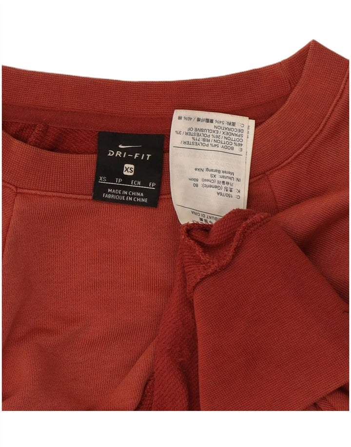 NIKE Felpa con grafica oversize Dri Fit da donna UK 6 XS Cotone rosso