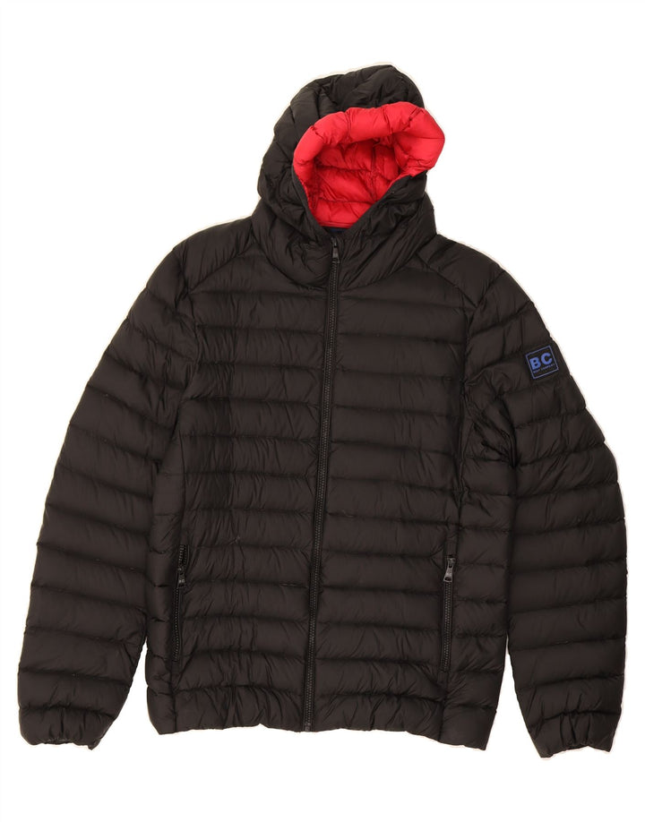 BEST COMPANY Womens Hooded Padded Jacket UK 14 Medium Black Polyamide Vintage Best Company and Second-Hand Best Company from Messina Hembry 