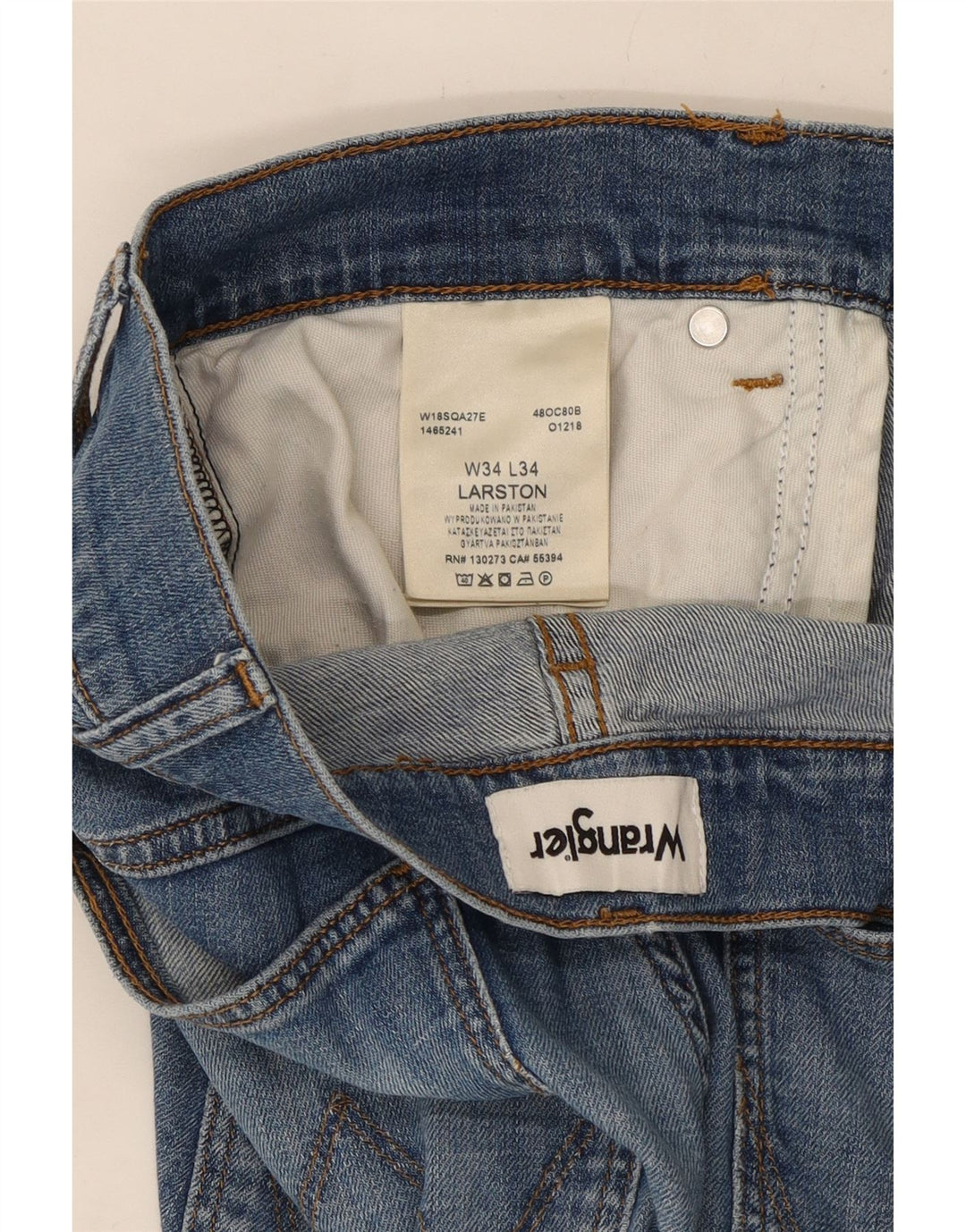 Pantaloncini di jeans Larston da uomo Wrangler W34 di grandi dimensioni in cotone blu