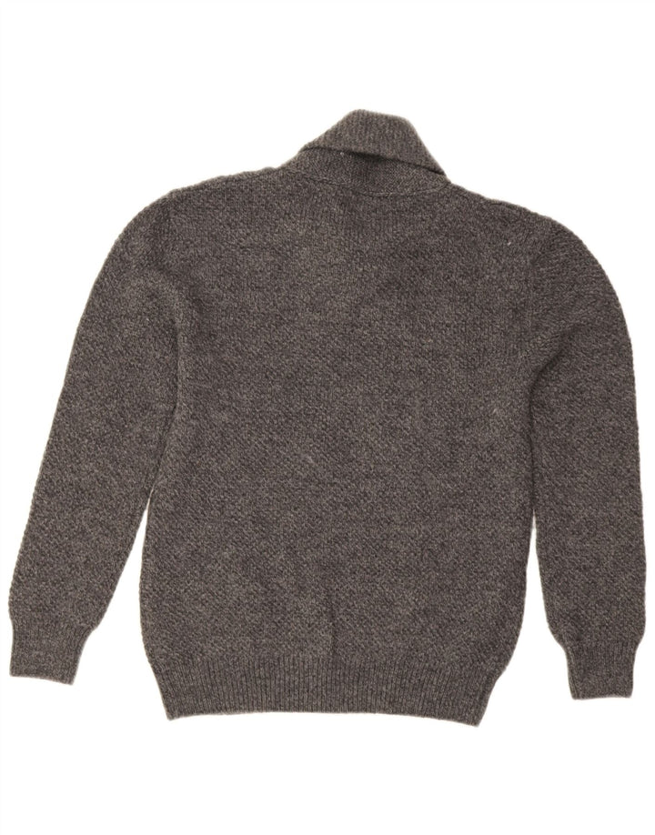 Maglione Zara da uomo con collo a scialle in acrilico chiazzato grigio medio